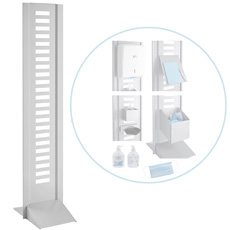 Hygienestation Basic, modulares Komplettset, B 355 x T 500 x H 1670 mm, Stahl pulverbeschichtet,