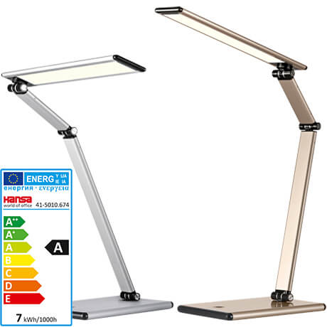 LED-Tischleuchte Slim, 4-Stufen-Dimmer, verstellbarer Leuchtenkopf/-arm