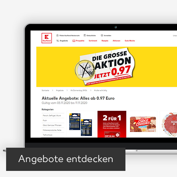 Abbildung: Laptop zeigt Angebote auf Kaufland-Webseite