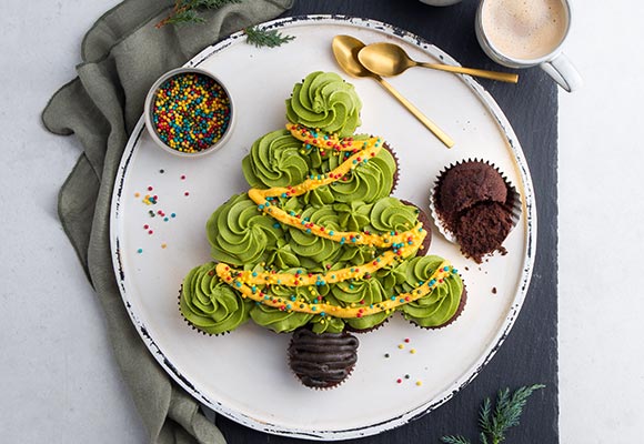 Rezeptbild: Kikis Pull-apart-Cupcakes in Tannenbaumoptik