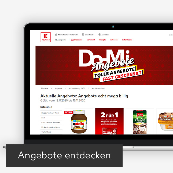 Abbildung: Laptop zeigt Do-Mi Angebote auf Kaufland-Webseite