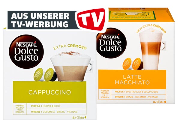 NESCAFÉ Dolce Gusto Kapseln; Störer: Aus unserer TV-Werbung