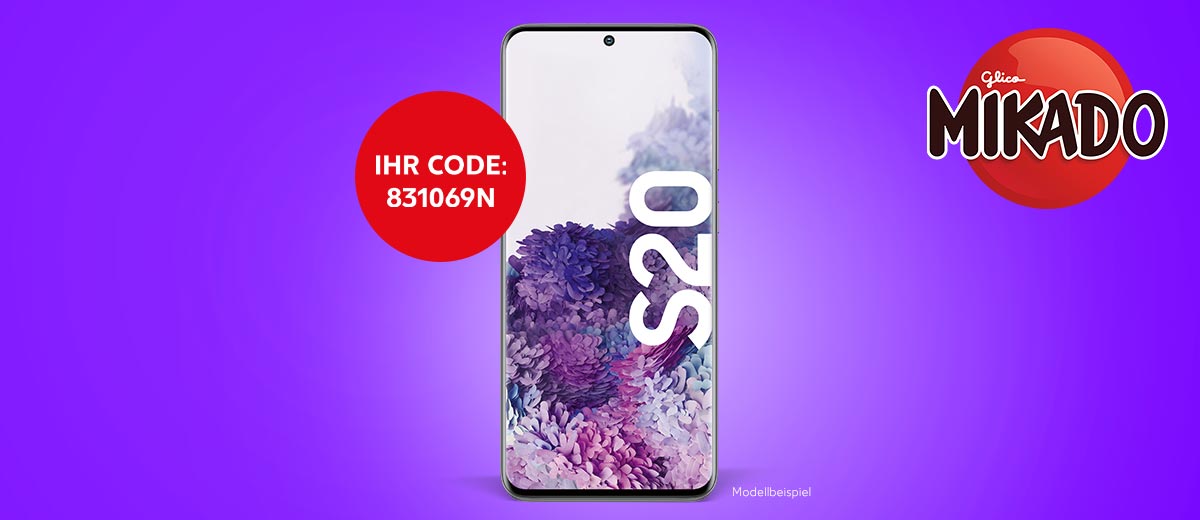 Modellbeispiel: SAMSUNG Galaxy S20 Cosmic Gray 126 GB; Ihr Code: 831069N; Logo Mikado