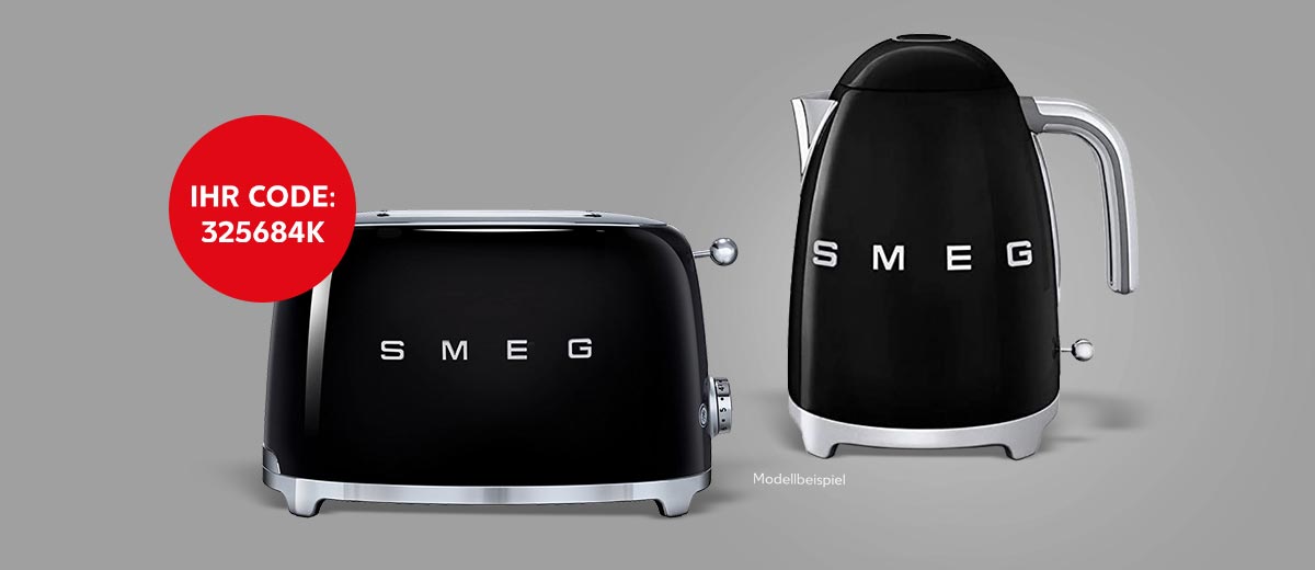 Modellbeispiel: SMEG-Set bestehend aus einem Toaster und Wasserkocher; Ihr Code: 325684K