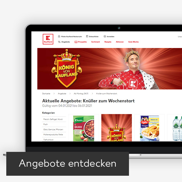 Abbildung: Laptop zeigt Do-Mi Angebote auf Kaufland-Webseite