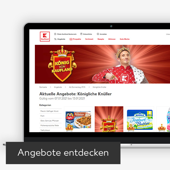 Abbildung: Laptop zeigt Angebote auf Kaufland-Webseite