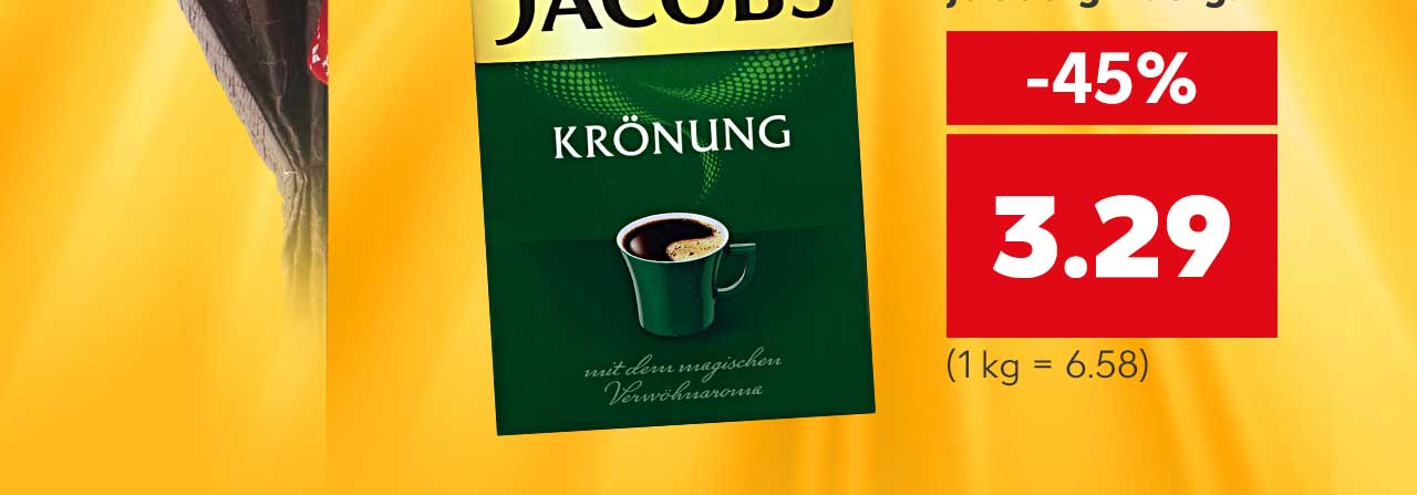 JACOBS Krönung versch. Sorten je 500-g-Packg. für 3.29 Euro (1 kg = 6.58)