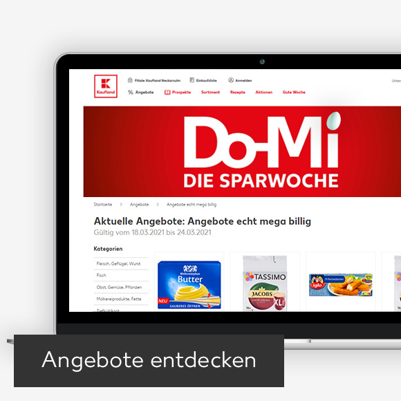 Abbildung: Laptop zeigt Do-Mi Angebote auf Kaufland-Webseite