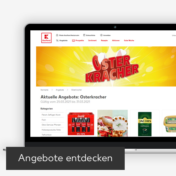 Abbildung: Laptop zeigt Osterkracher auf Kaufland-Webseite