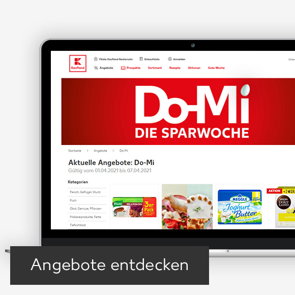 Abbildung: Laptop zeigt Do-Mi-Angebote auf Kaufland-Webseite