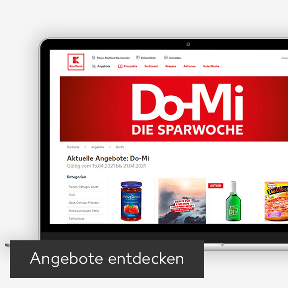 Abbildung: Laptop zeigt Do-Mi Angebote auf Kaufland-Webseite