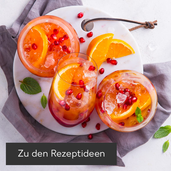 Abbildung Rezept: Tropical Sunrise; Button: Zu den Rezeptideen