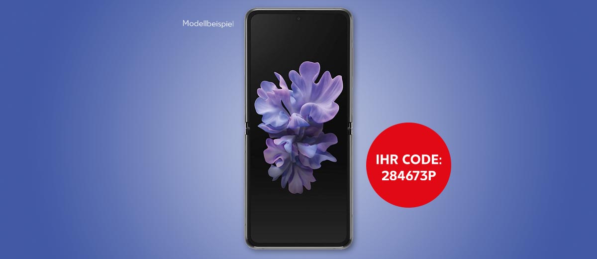 Modellbeispiel: SAMSUNG Galaxy Z Flip; Ihr Code: 284673P