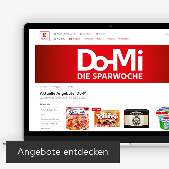 Abbildung: Laptop zeigt Do-Mi-Angebote auf Kaufland-Webseite