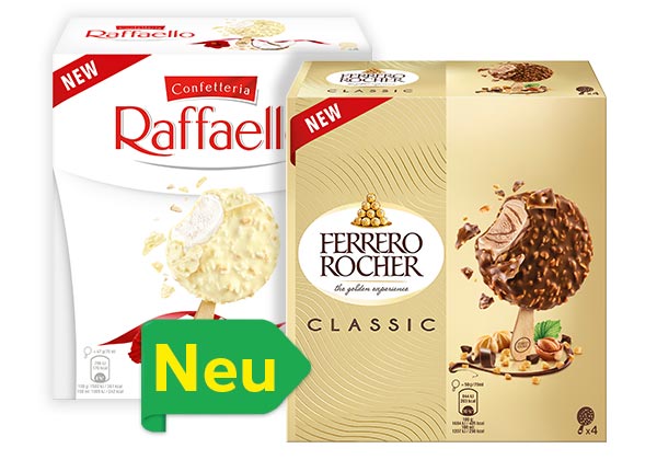 FERRERO Eis am Stiel, versch. Sorten; Störer: Neu