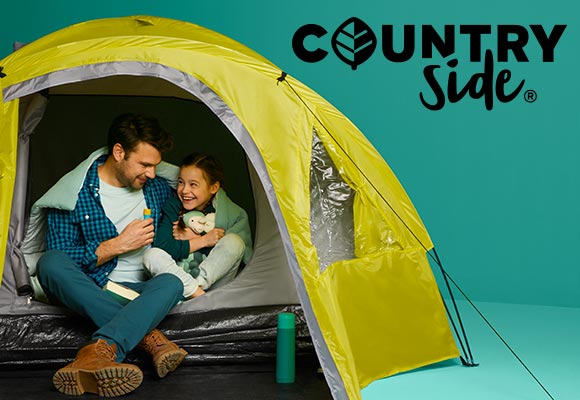 Logo: COUNTRYSIDE®; Abbildung: 4-Personen-Zelt