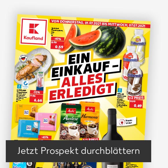 Abbildung: Titelbild Kaufland-Prospekt; Button: Jetzt Prospekt durchblättern
