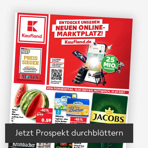 Titelbild Kaufland-Prospekt; Button: Jetzt Prospekt durchblättern