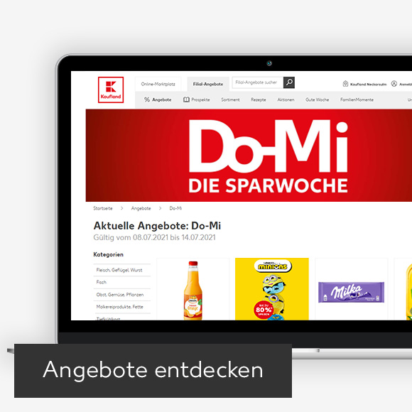 Abbildung: Laptop zeigt Do-Mi-Angebote auf Kaufland-Webseite