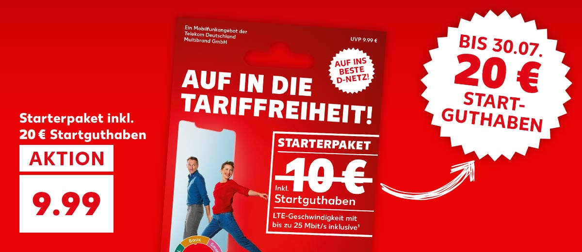 Kaufland Mobil Starterpaket inkl. 20 € Startguthaben für 9.99 Euro; Störer: BIS 30.07.2021 20 € STARTGUTHABEN