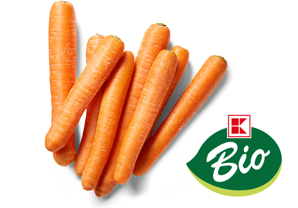Dtsch./span. Bio-Möhren; Logo: K-Bio
