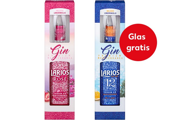 LARIOS Premium-Gin Mediterránea, versch. Sorten; Störer: Glas gratis