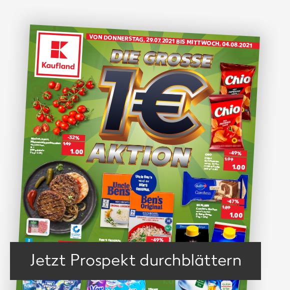 Titelbild Kaufland-Prospekt; Button: Jetzt Prospekt durchblättern