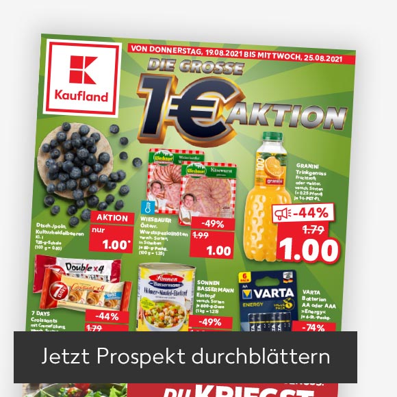 Titelbild Kaufland-Prospekt; Button: Jetzt Prospekt durchblättern