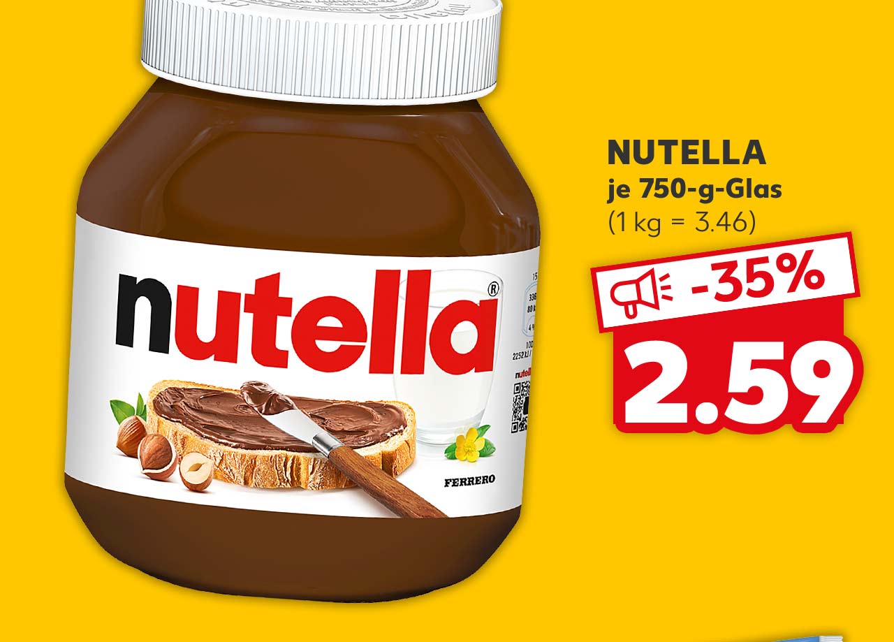 NUTELLA Nuss-Nugat-Creme, 750-g-Glas für 2.59 Euro (1 kg = 3.46)