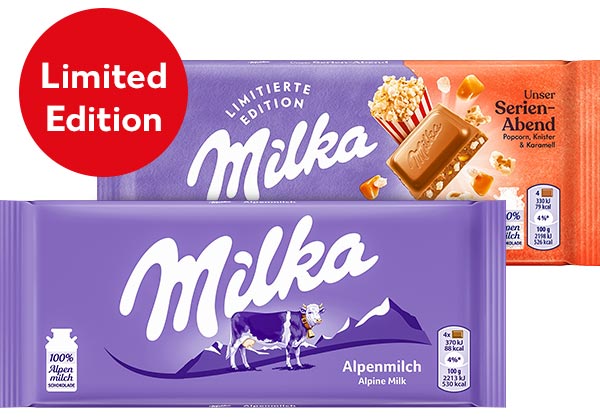  MILKA Schokolade, versch. Sorten; Störer: Limited Edition