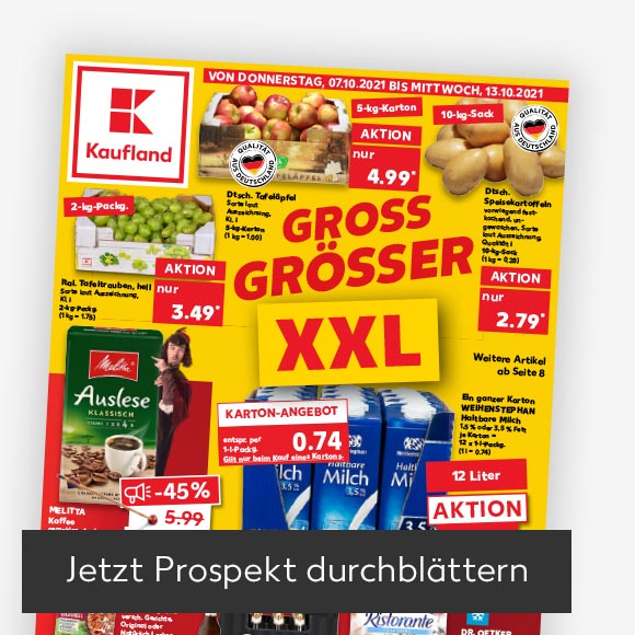 Titelbild Kaufland-Prospekt; Button: Jetzt Prospekt durchblättern
