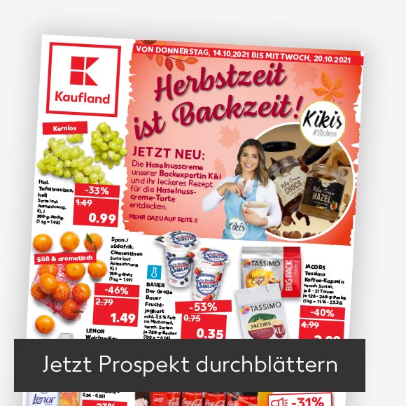 Titelbild Kaufland-Prospekt; Button: Jetzt Prospekt durchblättern