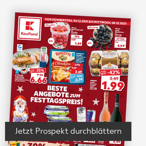 Titelbild Kaufland-Prospekt; Button: Jetzt Prospekt durchblättern