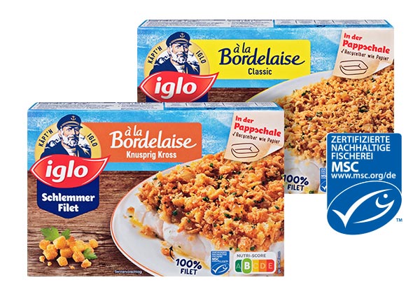  IGLO Schlemmer-Filet, versch. Sorten; Logo: MSC-zertifizierte nachhaltiger Fischerei