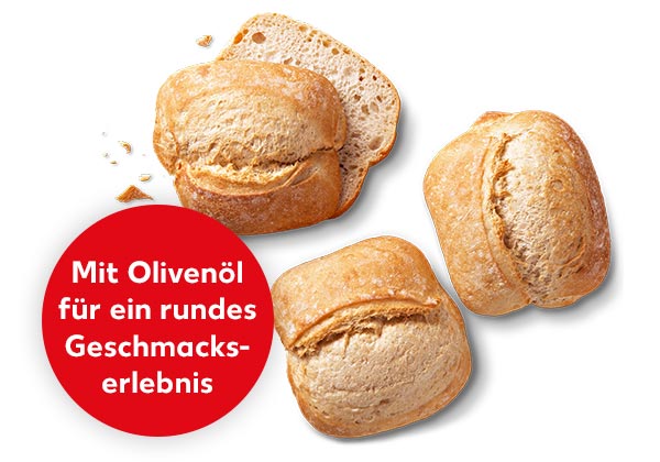 Bauernbrötchen; Störer: Mit Olivenöl für ein rundes Geschmackserlebnis