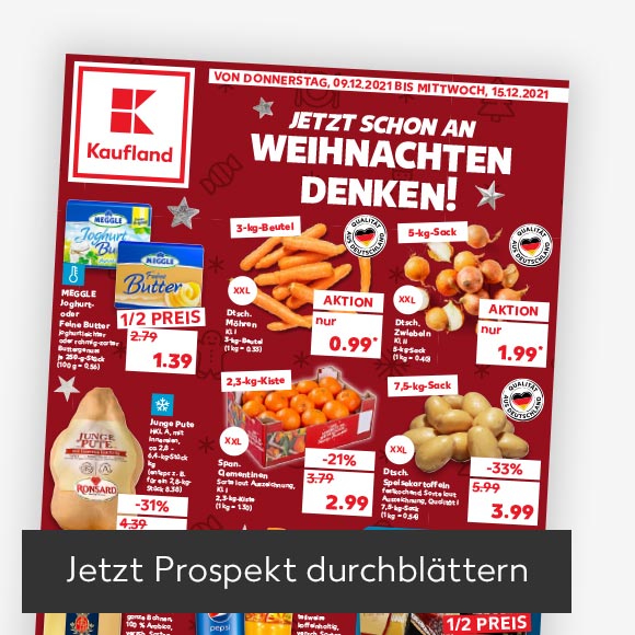 Titelbild Kaufland-Prospekt; Button: Jetzt Prospekt durchblättern