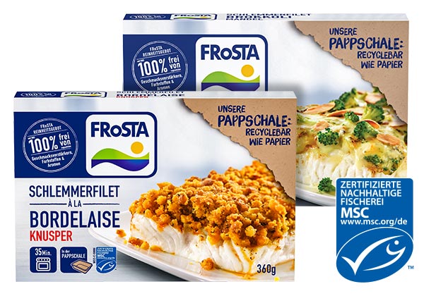FROSTA Schlemmerfilet, versch. Sorten; Logo: MSC-zertifizierte nachhaltige Fischerei