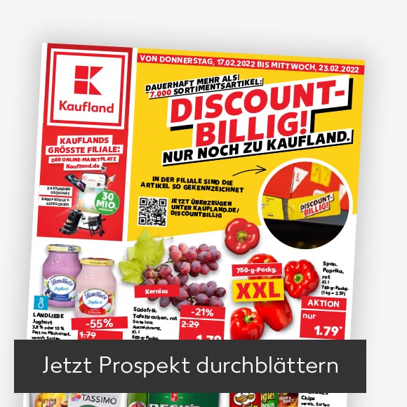 Titelbild Kaufland-Prospekt; Button: Jetzt Prospekt durchblättern