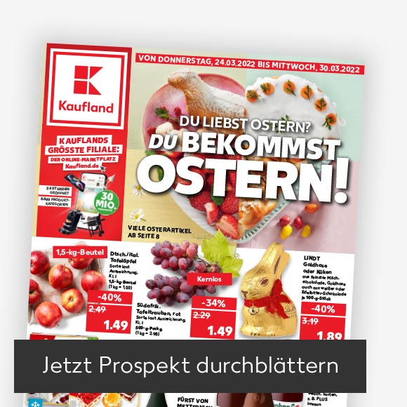 Titelbild Kaufland-Prospekt; Button: Jetzt Prospekt durchblättern