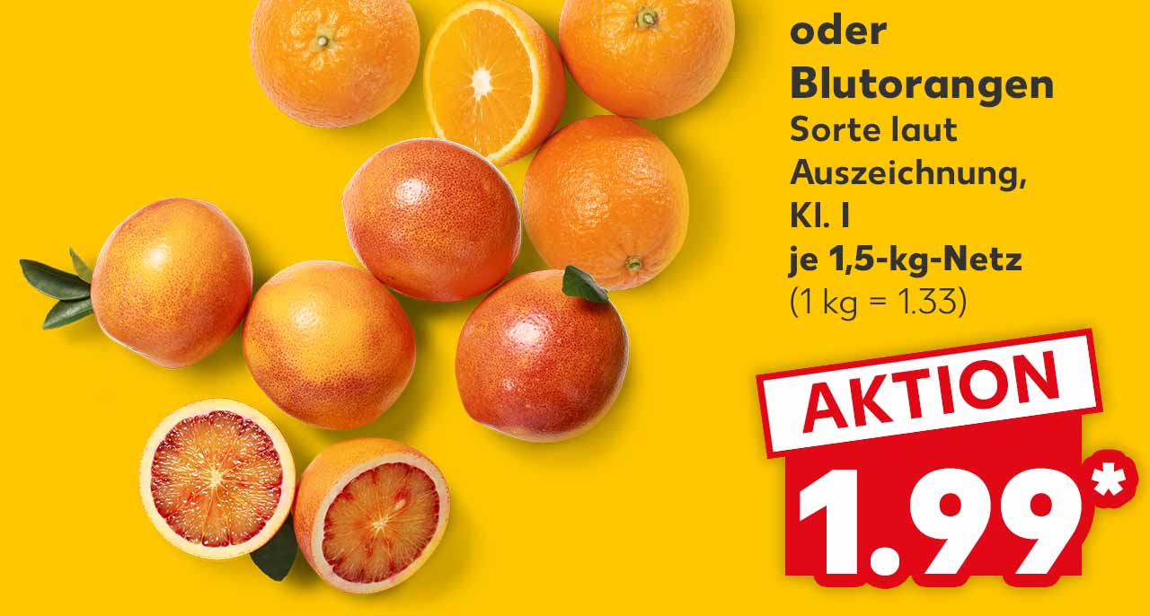 Span. Saftorangen oder Blutorangen, Sorte laut Auszeichnung, Kl. I, je 1,5-kg-Netz für 1.99 Euro* (1 kg = 1.33)