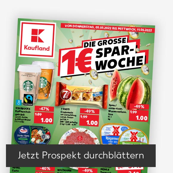 Abbildung: Titelbild Kaufland-Prospekt; Button: Jetzt Prospekt durchblättern