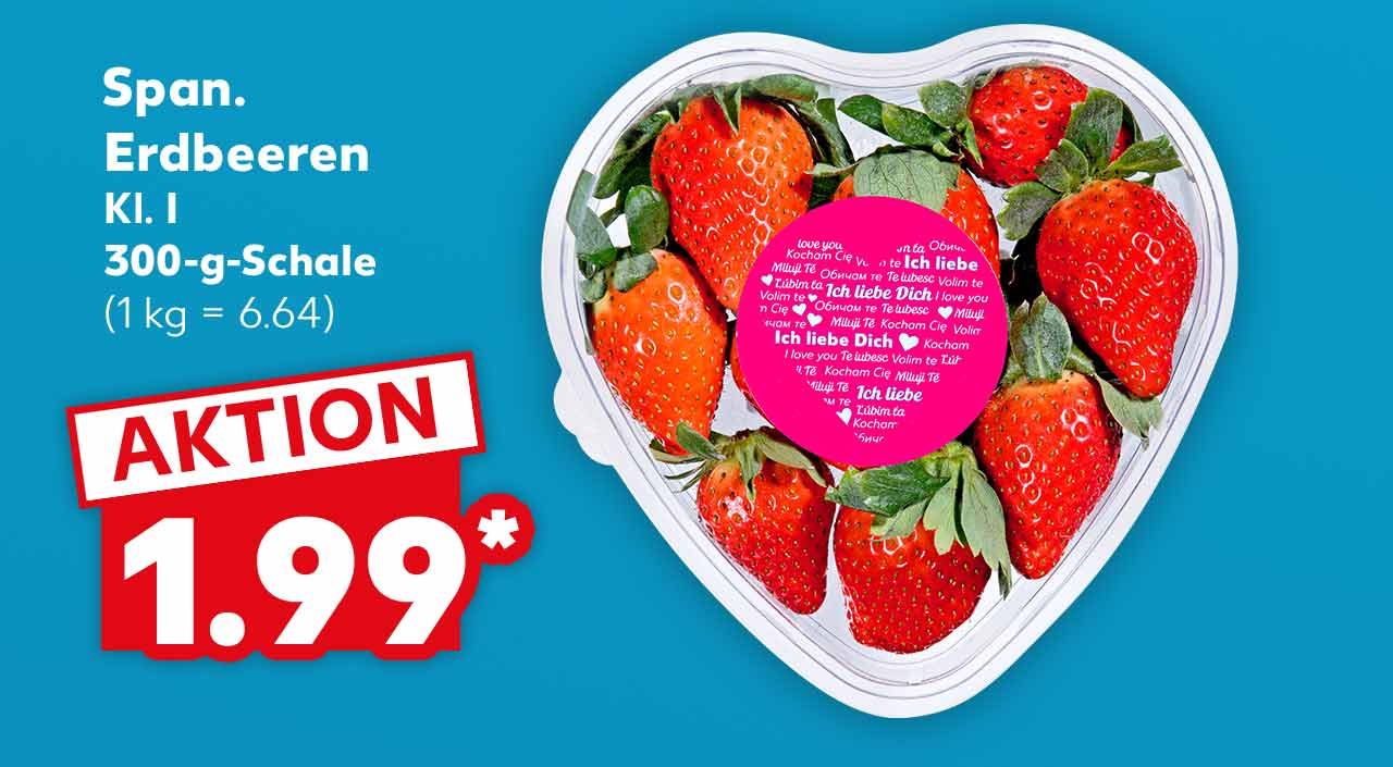 Span. Erdbeeren, Kl. I, 300-g-Schale für 1.99 Euro* (1 kg = 6.64)