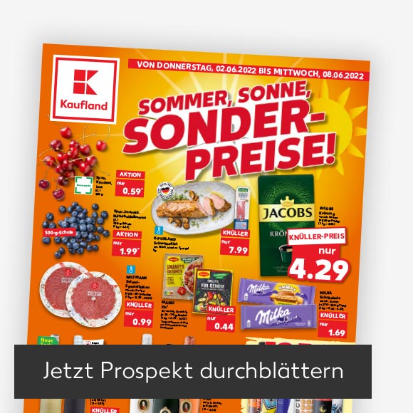 Abbildung: Titelbild Kaufland-Prospekt; Button: Jetzt Prospekt durchblättern