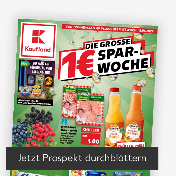 Titelbild Kaufland-Prospekt; Button: Jetzt Prospekt durchblättern