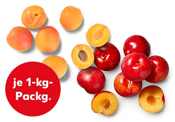 Span./ital. Aprikosen oder Pflaumen; Störer: je 1-kg-Packg.