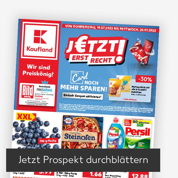 Titelbild Kaufland-Prospekt; Button: Jetzt Prospekt durchblättern