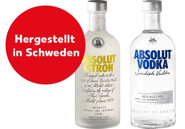 ABSOLUT Vodka oder Citron; Störer: Hergestellt in Schweden