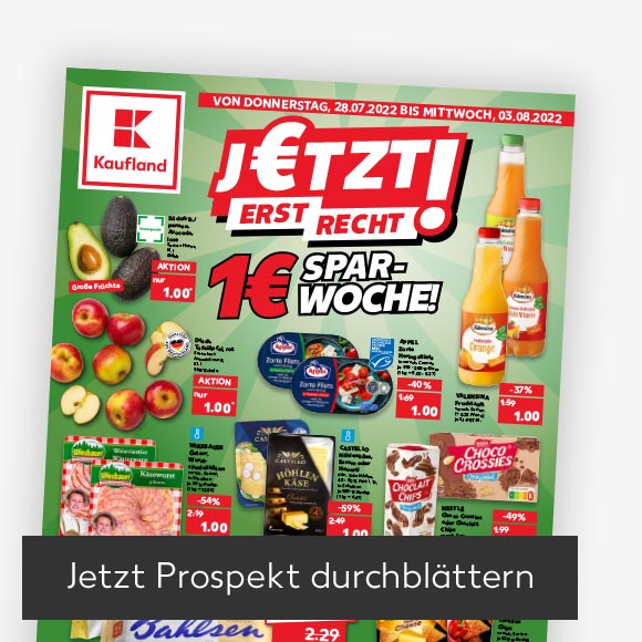 Titelbild Kaufland-Prospekt; Button: Jetzt Prospekt durchblättern