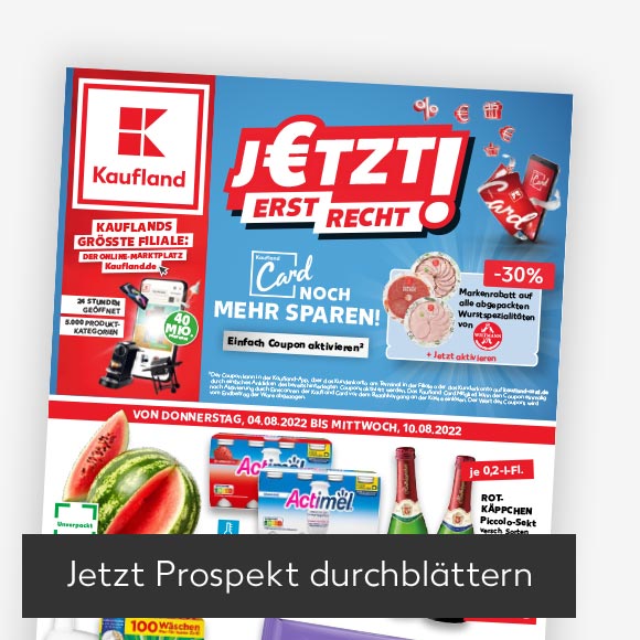 Titelbild Kaufland-Prospekt; Button: Jetzt Prospekt durchblättern