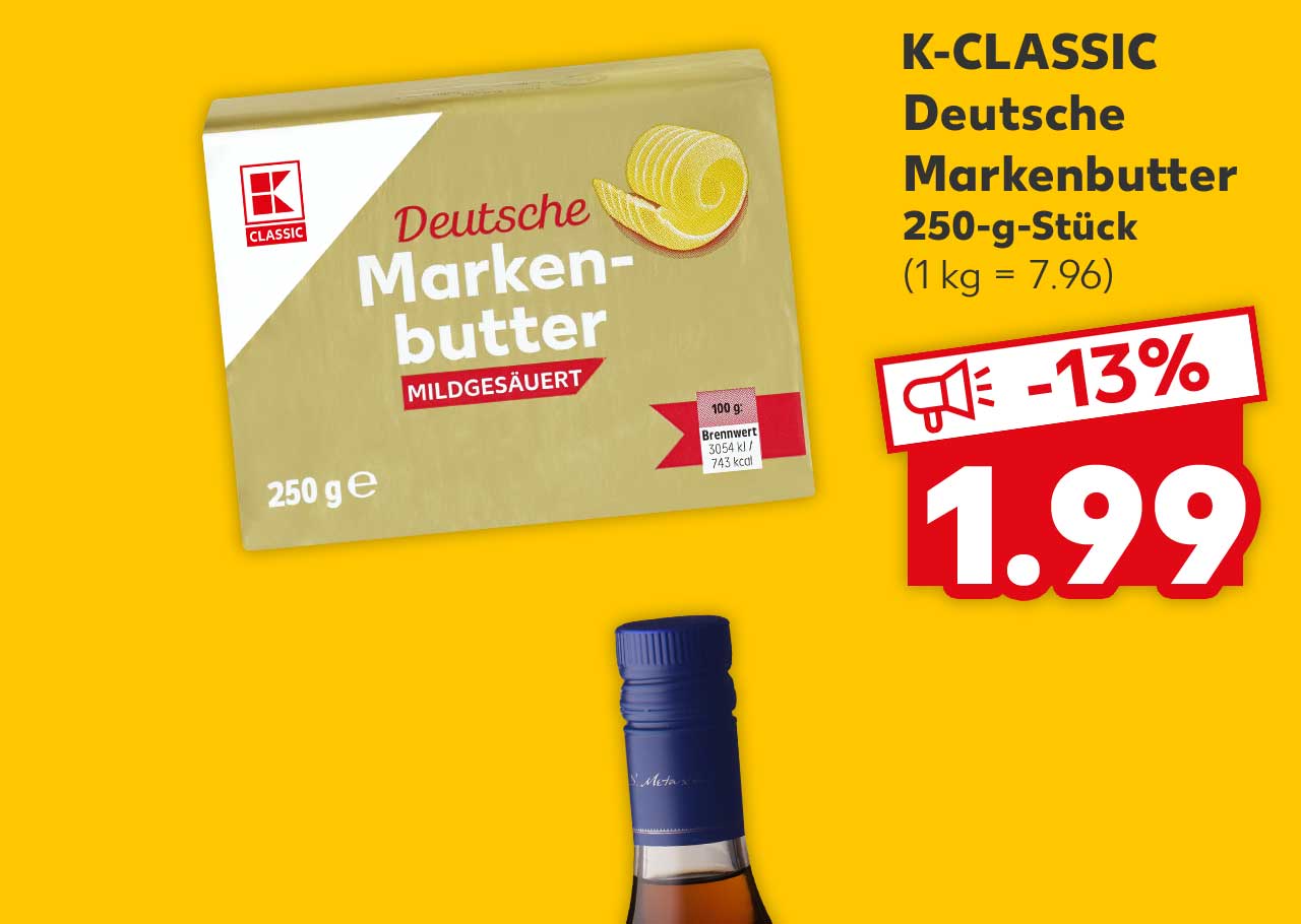 K-CLASSIC Deutsche Markenbutter, 250-g-Stück. für 1.99 Euro (1 kg= 7.96)